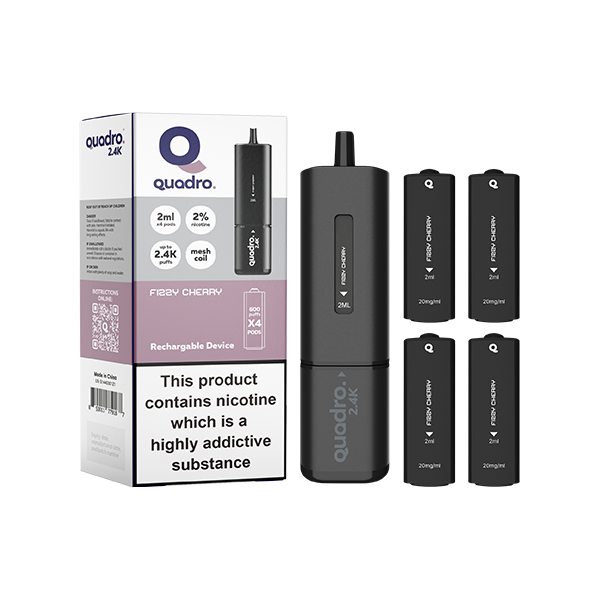 20mg Quadro 2.4K Pod Vape Kit Black Series 2400 Puffs